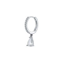 SK Studio Pakistan - S925 Dewdrop Charm Hoop - Sterling Silver Hoop with Hinged Closure for Lobes and Helix Piercing