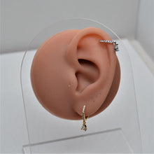 SK Studio Pakistan - S925 Dewdrop Charm Hoop - Sterling Silver Hoop with Hinged Closure for Lobes and Helix Piercing