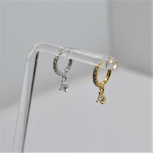 SK Studio Pakistan - S925 Dewdrop Charm Hoop - Sterling Silver Hoop with Hinged Closure for Lobes and Helix Piercing