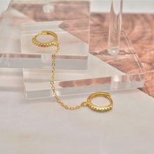 SK Studio Pakistan - S925 Double Hoop with Link Chain - Sterling Silver Hoop with Hinged Closure for Lobes and Helix Piercing
