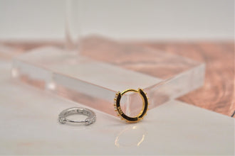 SK Studio Pakistan - S925 7mm Double Pave Hoop - Sterling Silver Hinged Earring for Lobes and Helix