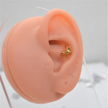 SK Studio Pakistan - Limited Release S925 Carousel Horse Stud - Sterling Silver Single Stud with Internal Threading for Lobes, Tragus, Flat, Helix, and Conch Piercing