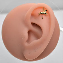 SK Studio Pakistan - Limited Release S925 Carousel Horse Stud - Sterling Silver Single Stud with Internal Threading for Lobes, Tragus, Flat, Helix, and Conch Piercing