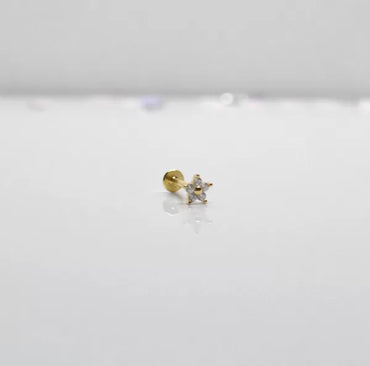 SK Studio Pakistan - S925 Flower Stud - Sterling Silver Stud with Internal Threading, perfect for Lobes, Flat, Conch, Tragus, Helix, and Nose Piercings