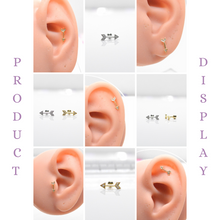 SK Studio Pakistan - S925 It's a Sign Stud - Sterling Silver Stud with AAA-Grade Cubic Zirconia, perfect for Lobes, Flat, Conch, Tragus, and Helix Piercings