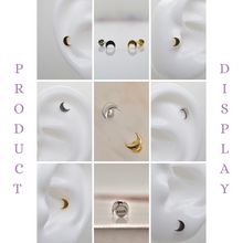 SK Studio Pakistan - S925 Crescent Stud - Sterling Silver Single Stud with Internal Threading for Lobes, Tragus, Flat, Helix, and Conch Piercing