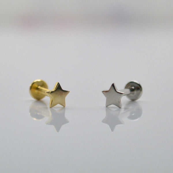 SK Studio Pakistan - S925 Star Stud - Sterling Silver single stud with a magical star design. Hypoallergenic and nickel-free, suitable for various piercings including lobes, tragus, conch, helix, forward helix, and nose stud.