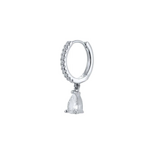 SK Studio Pakistan - S925 Dewdrop Charm Hoop - Sterling Silver Hoop with Hinged Closure for Lobes and Helix Piercing 