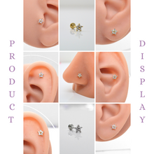  S925 Flower Stud - Sterling Silver Stud with Internal Threading, perfect for Lobes, Flat, Conch, Tragus, Helix, and Nose Piercings