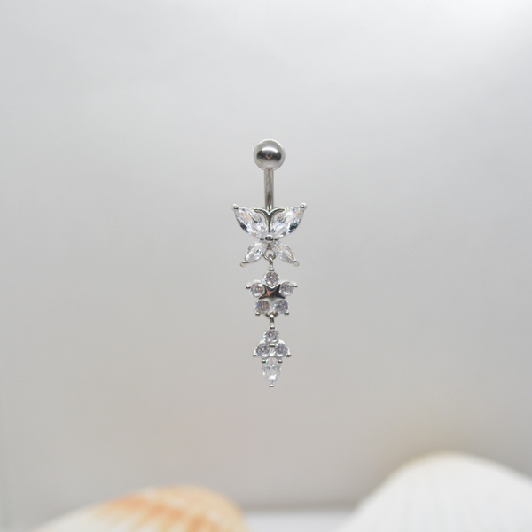 Butterfly Dangling Charm Belly Bar