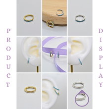 Product display of 9mm Turquoise Hoop, available in Silver & Gold Vermeil by SK Studio in Pakistan, deals with Unique Piercing Jewelry & Accessories