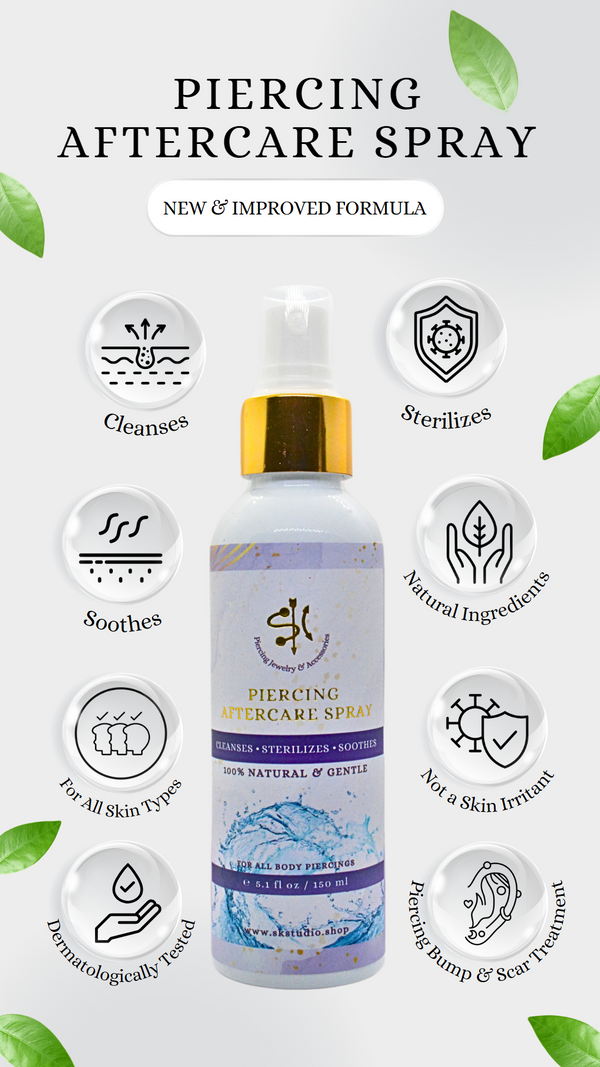 Piercing Aftercare Spray - Made in Pakistan, Natural Sea Salt Spray for Swift Healing of Piercing Bumps and Scars. It Soothes, Sterilizes and cleanses the irritated piercing