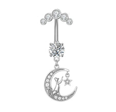 Cute Cat Dangling Charm Belly Bar