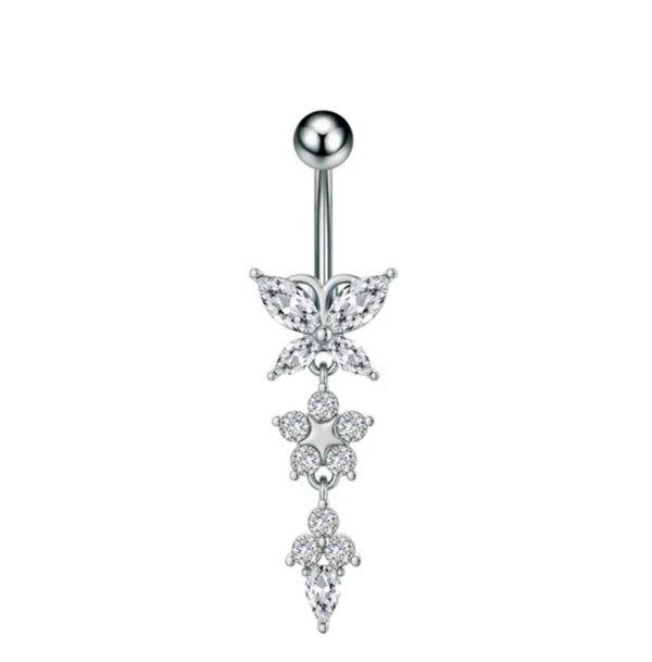 Butterfly Dangling Charm Belly Bar