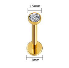 Titanium Threadless Push Pin Stud - Premium Gold