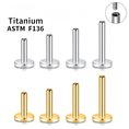 ASTM F136 Implant Grade Titanium Threaded Flat Back Posts in 4mm, 6mm, 8mm and 10mm