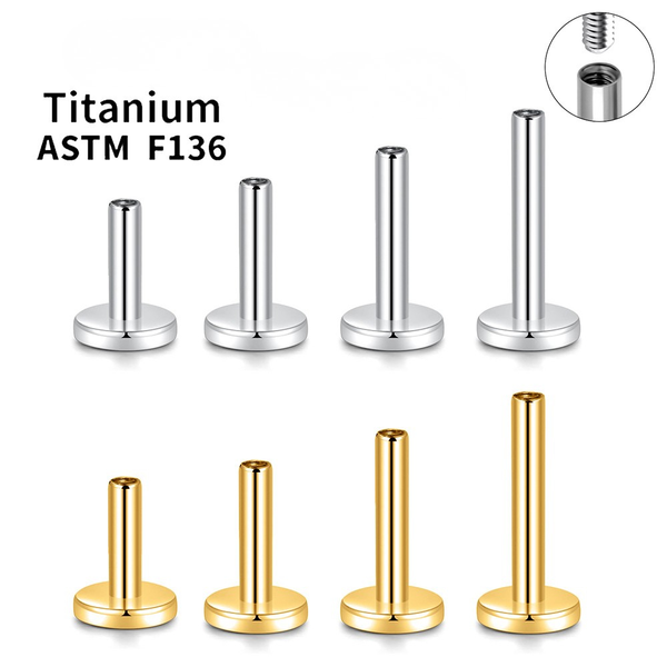 ASTM F136 Implant Grade Titanium Threaded Flat Back Posts in 4mm, 6mm, 8mm and 10mm