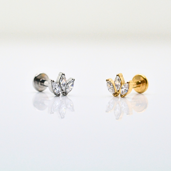 Triple Marquise Stud in Silver and gold by SK studio, Piercing Jewelry in Pakistan