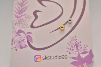 SK Studio Pakistan - S925 Ball Stud - Sterling Silver Single Stud with Internal Threading for Lobes, Flat, and Conch Piercing