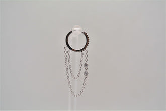 SK Studio Pakistan - S925 Double Chain Hoop - Sterling Silver Hoop with Hinged Closure for Lobes and Helix Piercing