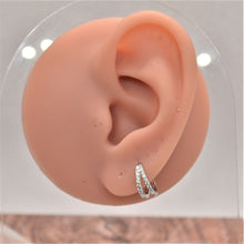 SK Studio Pakistan - S925 Double Hoop Single Piercing - Sterling Silver Hoop with Hinged Closure for Lobes and Helix Piercing