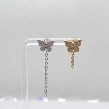 SK Studio Pakistan - S925 Butterfly Chain Drop Stud - Sterling Silver Single Stud with Adjustable Butterfly Clip for Lobes