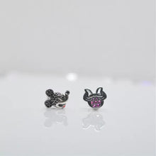 SK Studio Pakistan - S925 Mickey & Minnie Stud - Disney Collection Earring featuring AAA-Grade Cubic Zirconia, adjustable butterfly clip closure, and hypoallergenic sterling silver, perfect for lobes.